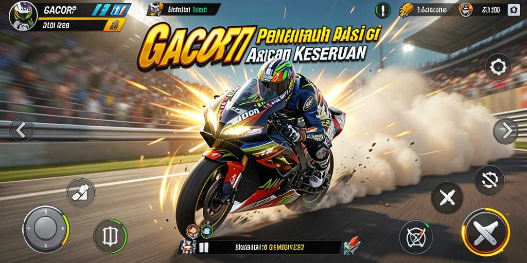 Tampilan gameplay GACOR77 dengan aksi balapan motor yang mendebarkan.