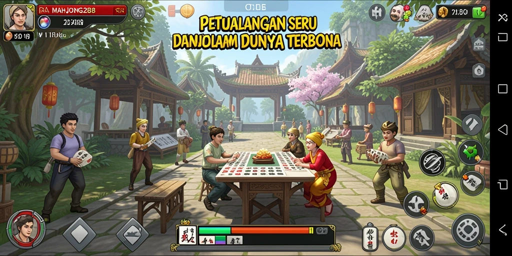 Screenshot gameplay <strong>MAHJONG288</strong> menunjukkan dunia terbuka yang luas dan penuh petualangan.
