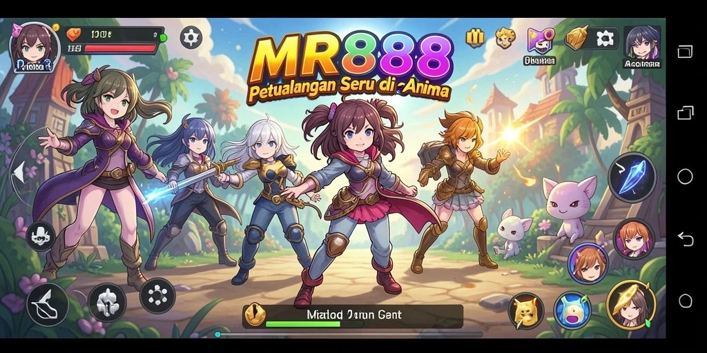 Tampilan gameplay <strong>MR888</strong> yang penuh aksi dan warna dalam dunia Anime.