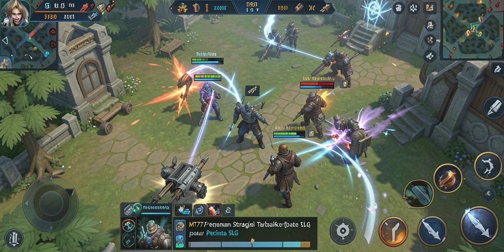 Screenshot gameplay MT777 menampilkan aksi pertarungan yang dramatis dalam SLG.