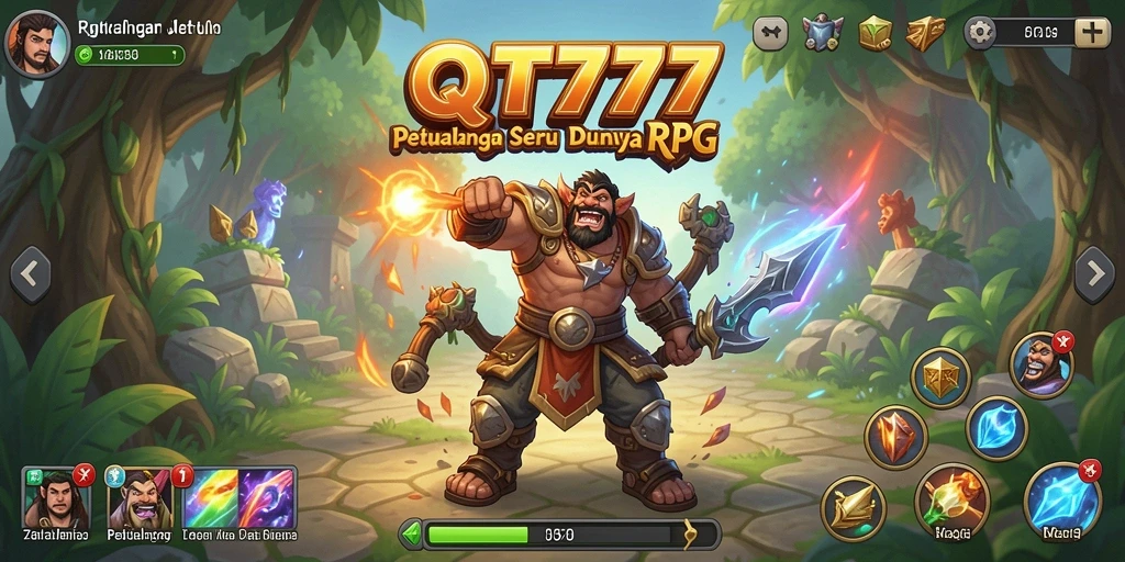 Tampilan gameplay QT777 yang menampilkan karakter beraksi di dunia fantasi.