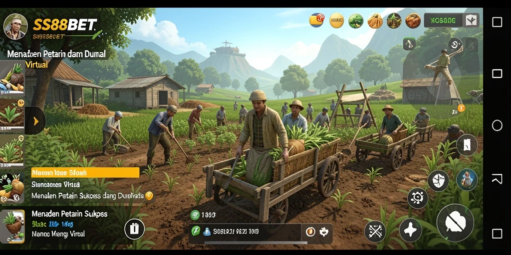Tampilan gameplay SS88BET menampilkan aktivitas bercocok tanam yang seru.